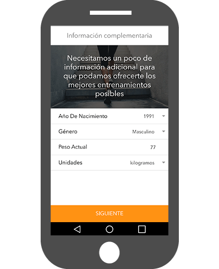 Información de usuario en Sworkit