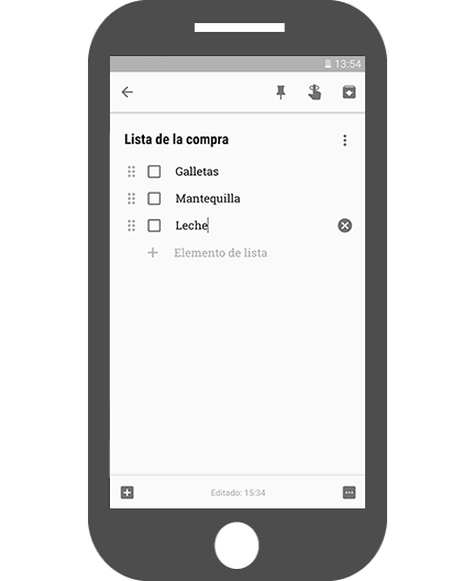 Marcar un elemento de la compra en Google Keep
